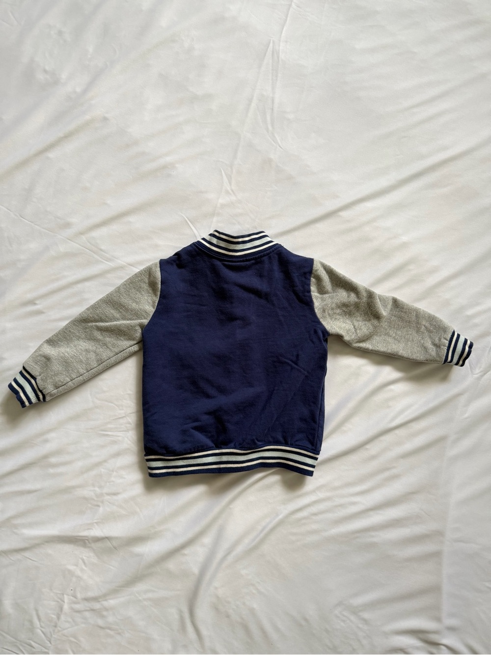 Aspen Kids Boys 18M Navy Gray Varsity Bomber Full-Zip Jacket - Picture 3 of 6
